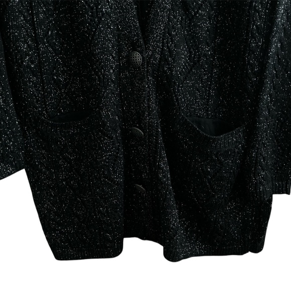 Free People New Romantics Sweater Black Sparkle Cardigan Oversized Small Petite - Picture 5 of 12